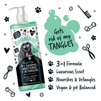 Bugalugs Tangle Tame 3-in-1 Hundeshampoo, Pflegespülung & Entfilzer – mit Avocado & Kokosnuss 500 ml
