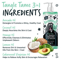 Bugalugs Tangle Tame 3-in-1 Hundeshampoo, Pflegespülung & Entfilzer – mit Avocado & Kokosnuss 500 ml