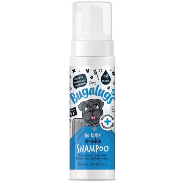 Bugalugs Faltenpflege Trockenshampoo für Hunde – No Rinse Wrinkle Shampoo – 200ml – sanfte Reinigung ohne Ausspülen
