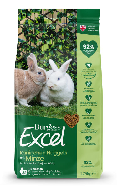 Burgess Excel Adult Hase Nuggets Minze Adult – Hochwertiges Alleinfuttermittel