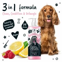 Bugalugs Hundeshampoo 3in1 Conditioner Entwirrer Himbeer...